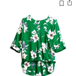 West Kei: Allan Surplice Rolltab High Low Blouse- Medium